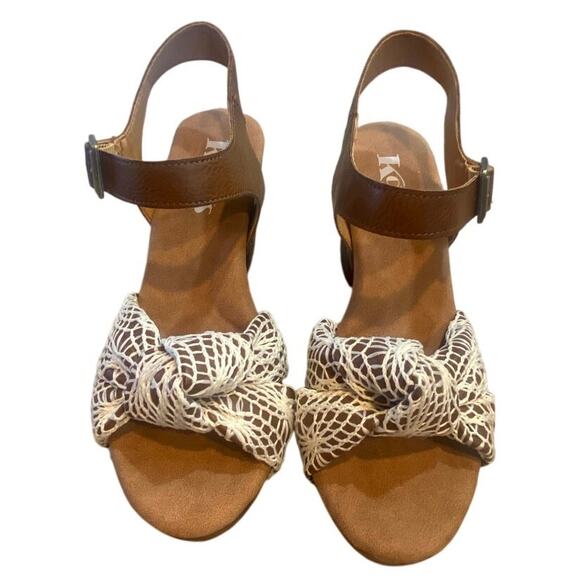 Korks Shoes - Korks Crochet Block Heel Sandals Women 7
Brown Ankle Strap Boho Shoes
